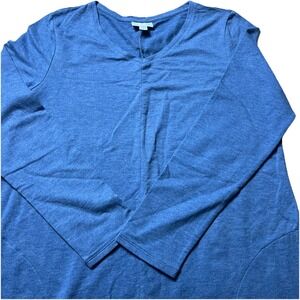 pure jill indigo dress Vneck Cotton Blend‎ Lagenlook MED Soft Layer Minimalist